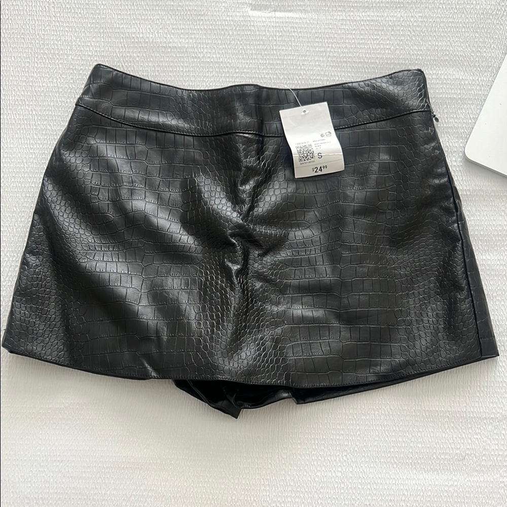 Black Leather Skort